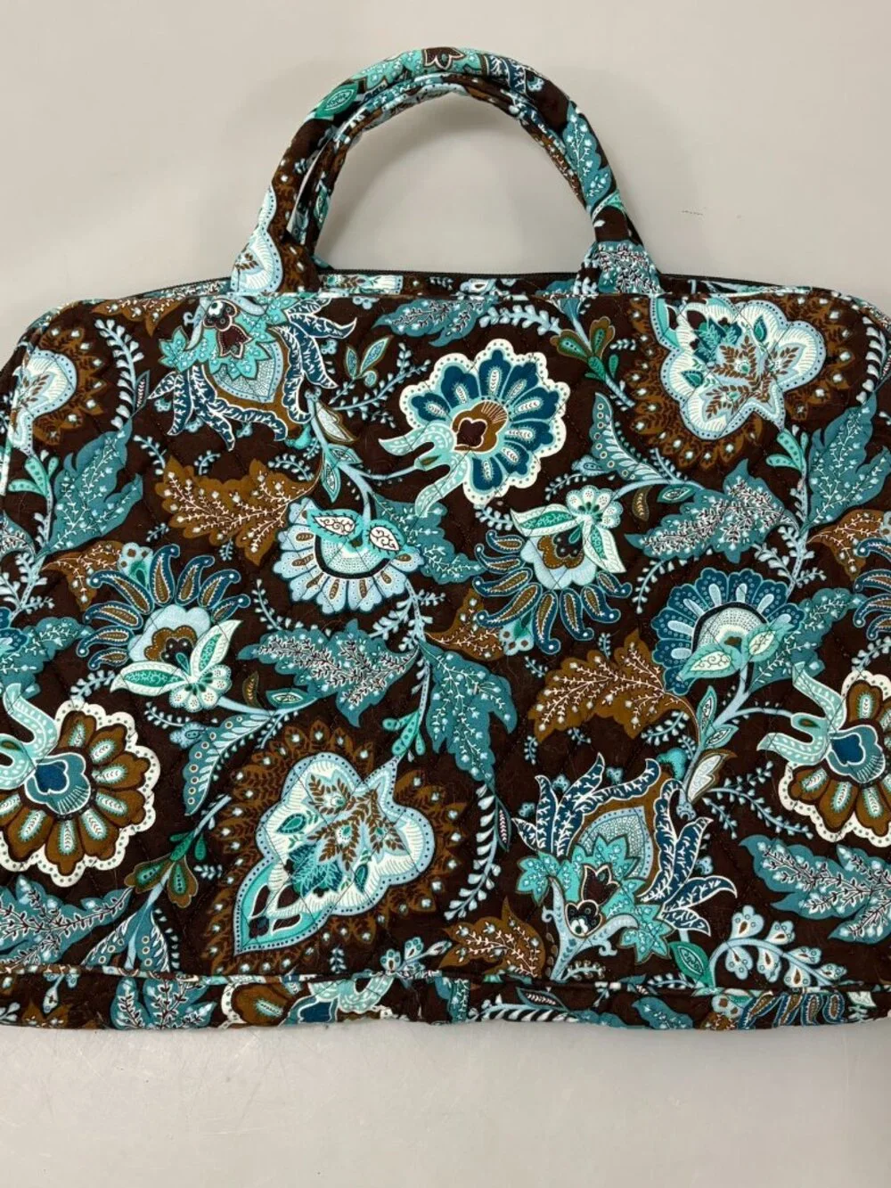 Vera Bradley Java Blue Paisley Quilted Cotton Laptop Tablet Bag Retired